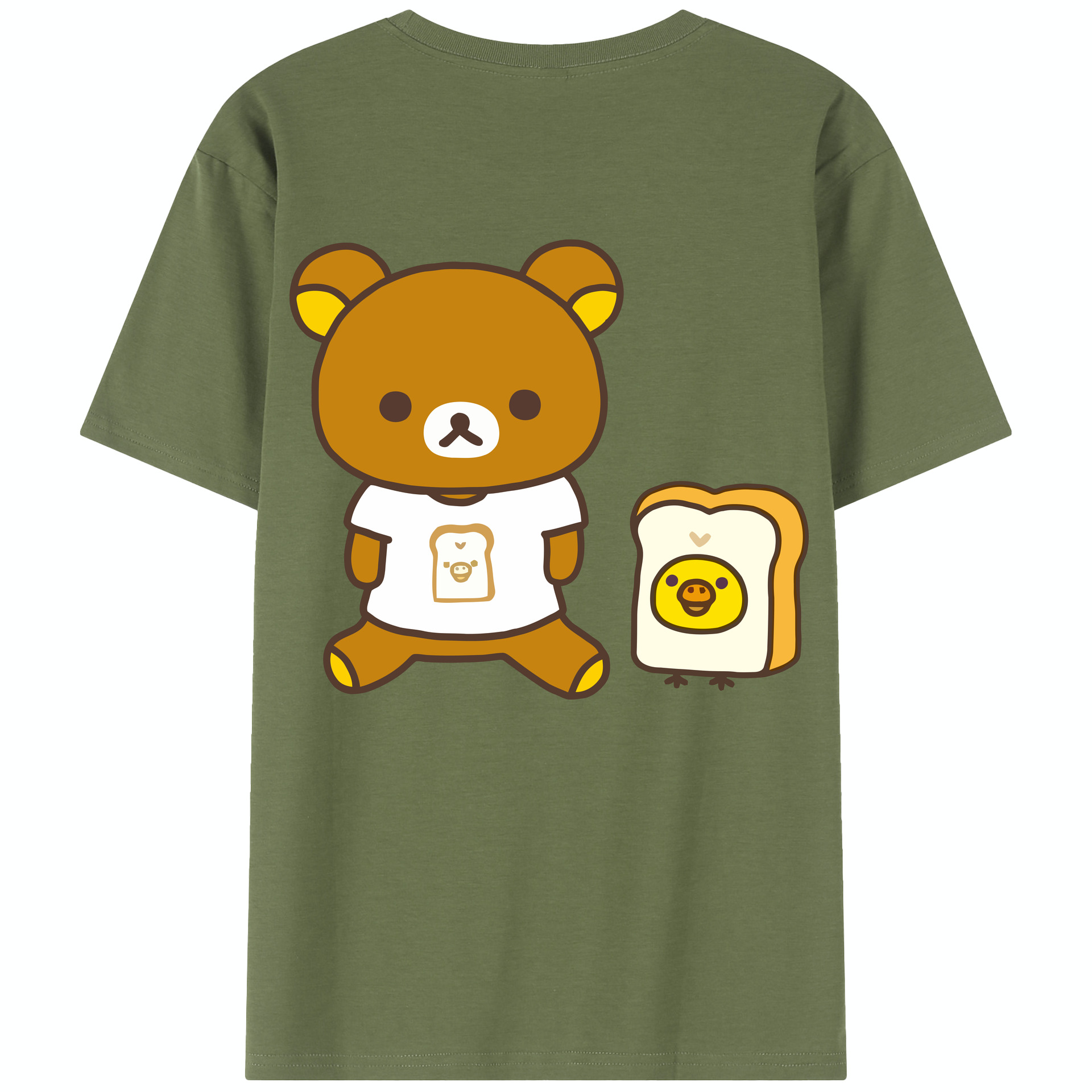 （画像用） リラックマ リラックマ キイロイトリ Rilakkuma Korilakkuma Kiiroitori 綿100％半袖Tシャツ（背面プリント）